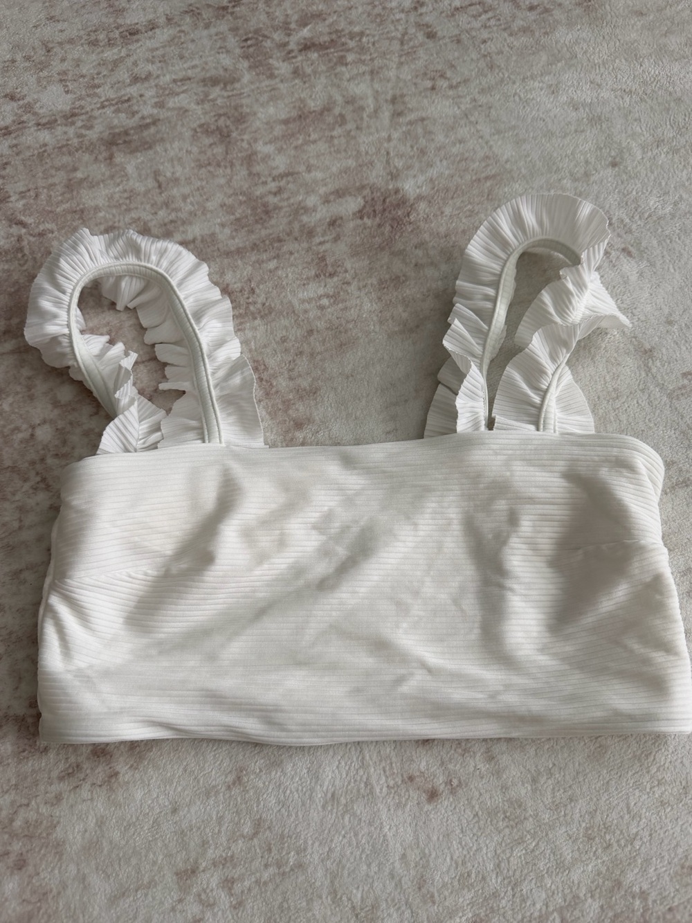 H&M - White Ruffled Strap Bandeau Bikini Top - Women’s US Size 8